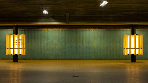 View of illuminated subway station