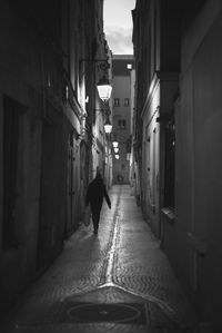 Narrow alley along buildings