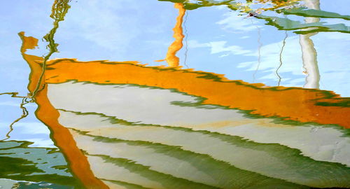 Low angle view of yellow leaf against sky