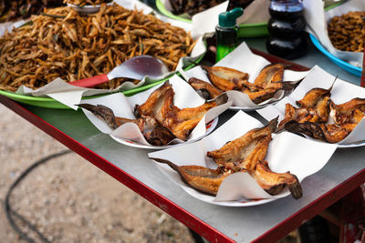 High angle view of food on table