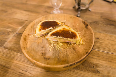 High angle view of bread on table