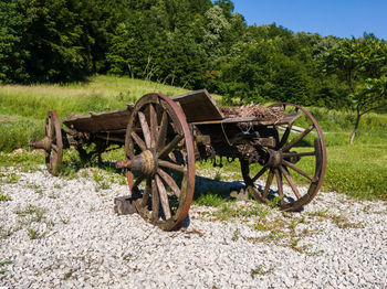 Abandoned cart on field