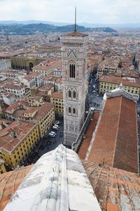 High angle view of buildings in city