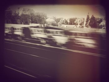 View of train on road