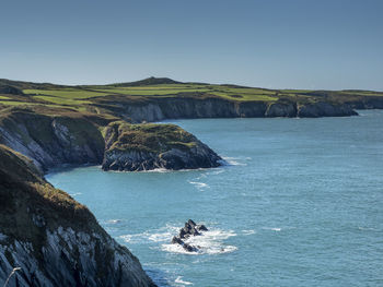 Scenic view of sea against clear sky