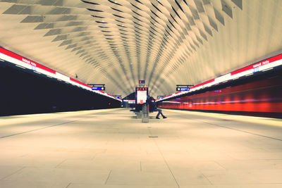 Blurred motion of train at subway station