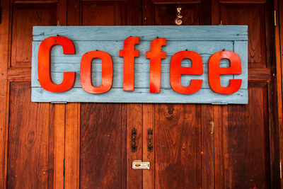 Text on wooden door