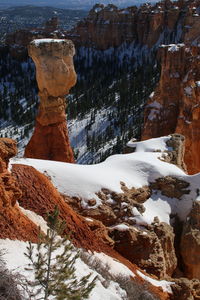 Snow covered rock formations