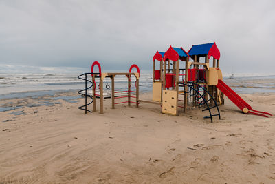 Scenic view of beach against sky