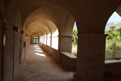 Cloister of the monastery of santa maria di colonna. corridor of old building
