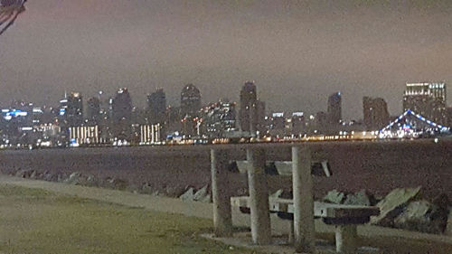 View of illuminated cityscape at night