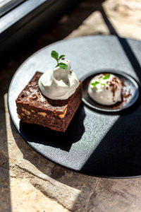 Close-up of dessert on table