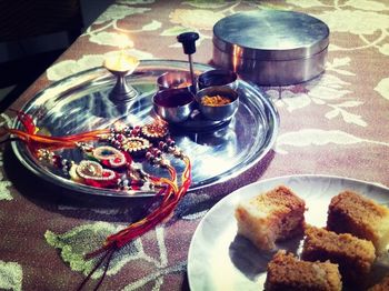 Close-up of served food in plate