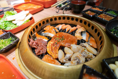 Close-up of food in plate on table