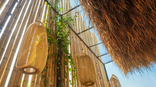 Bamboo craft hanged on bamboo wall