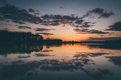 Scenic view of calm lake during sunset