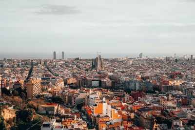 High angle view of townscape against sky