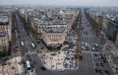 High angle view of city street