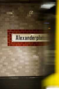 Close-up of text on railroad station