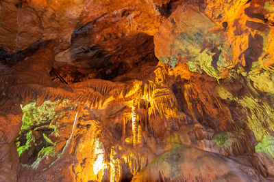 View of rock formations in cave