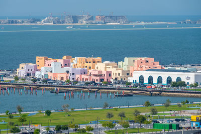 Aerial view of mina district doha port qat