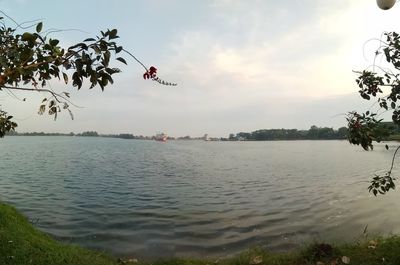 Scenic view of lake against sky