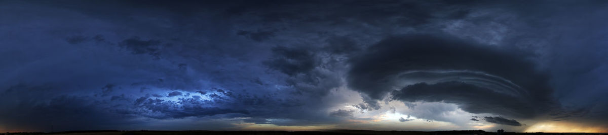 Low angle view of storm clouds over landscape