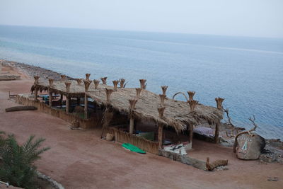 High angle view of beach against sky