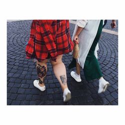 Low section of people walking outdoors