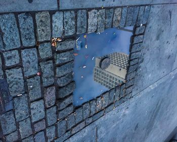 High angle view of puddle