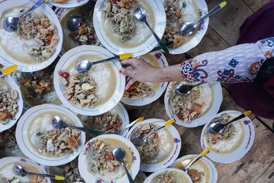 High angle view of food on table