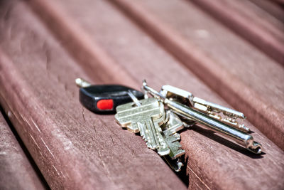 High angle view of key on table