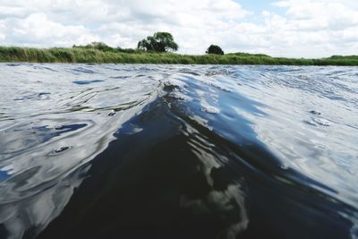 Close-up of water against sky