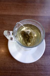 Close-up of tea in cup on table