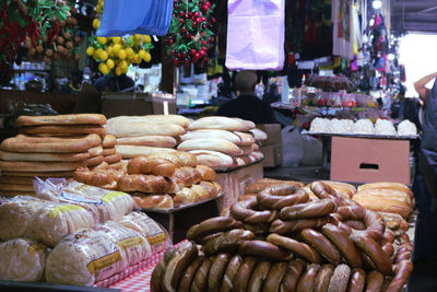 Various vegetables for sale at market stall