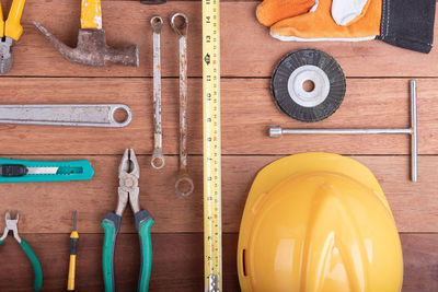 Directly above shot of tools on table