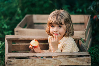 Portrait of girl eating food