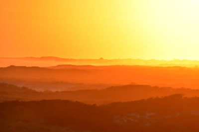 Scenic view of landscape against sky during sunset