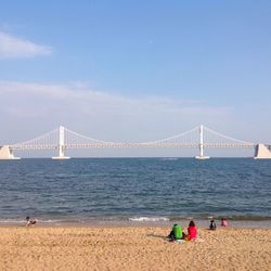 Suspension bridge over sea