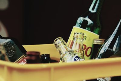 Close-up of bottles