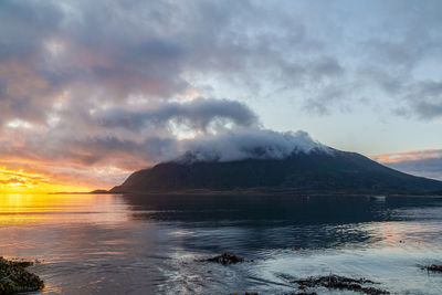 Scenic view of sea against sky during sunset