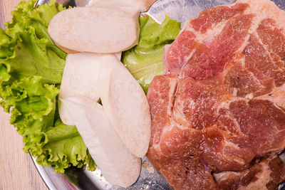 High angle view of food on table