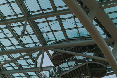 Low angle view of skylight in building