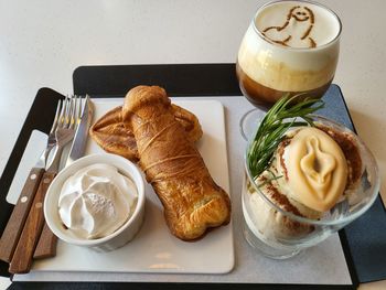 High angle view of food on table