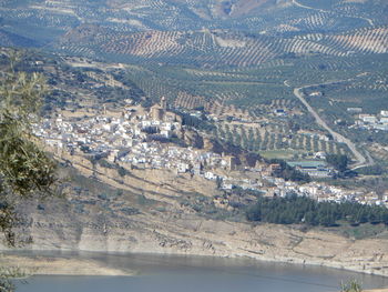 High angle view of iznájar in southern spain 