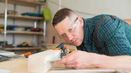 Man working at table