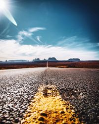 Surface level of road against sky