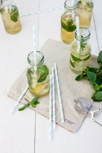 Wine glasses on table