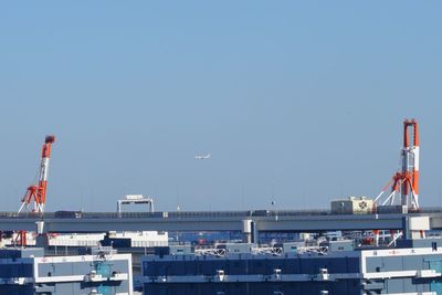 Harbor against clear sky