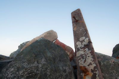 Low angle view of built structure against clear sky